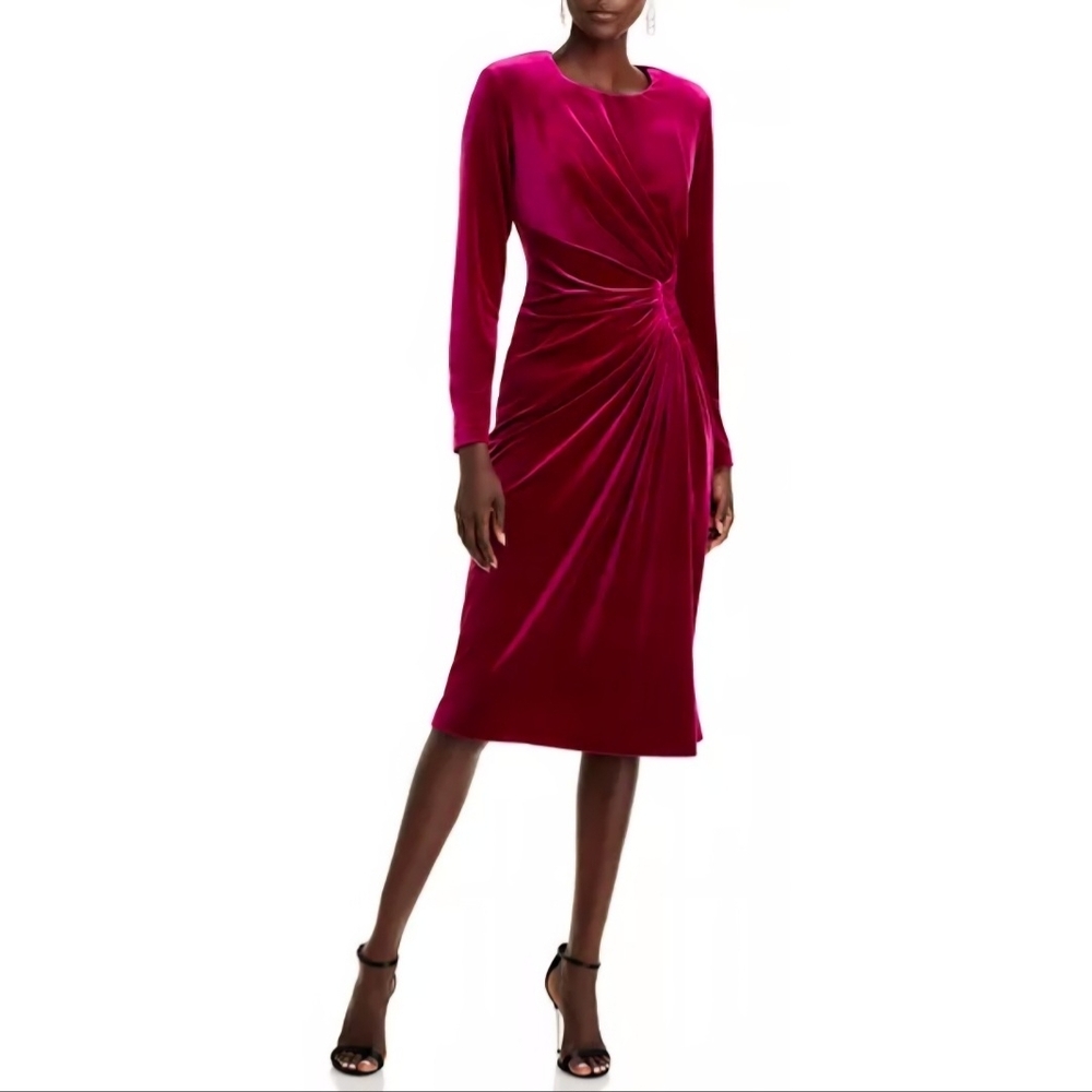 Eliza J Vibrant Magenta Long Sleeve Dress
